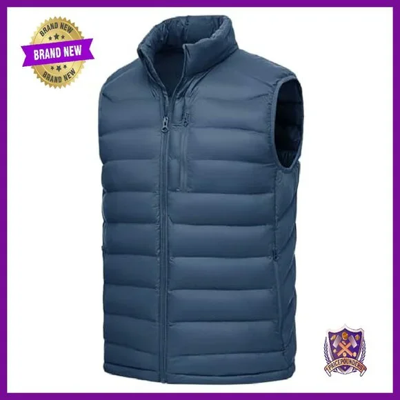Men's Lightweight Puffer Vest with 5 Pockets, Water-Resistant, Full Zip - Picture 2 of 8